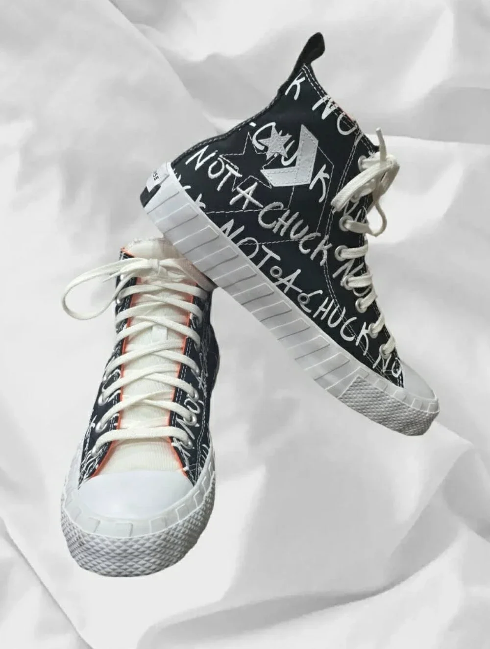 LN Converse UNT1TL3D Not A Chuck High Top Sneakers Black/White/Orange  Men 8